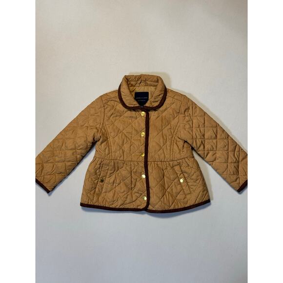 Janie and Jack Other - Janie and Jack Quilted Camel Brown Jacket w/ Bow 18–24 Months